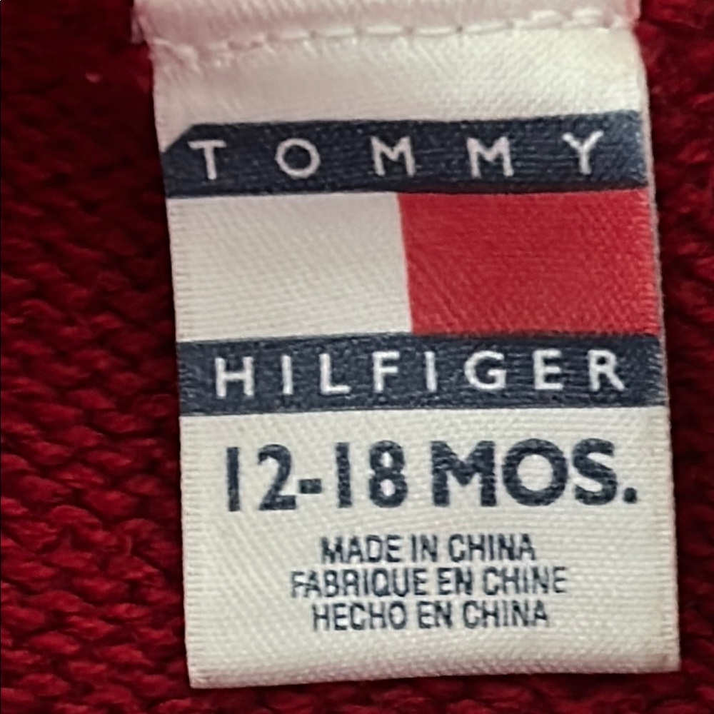 Tommy Hilfiger Red Knit Sweater with Flag Design 12-18 month size - Picture 4 of 7